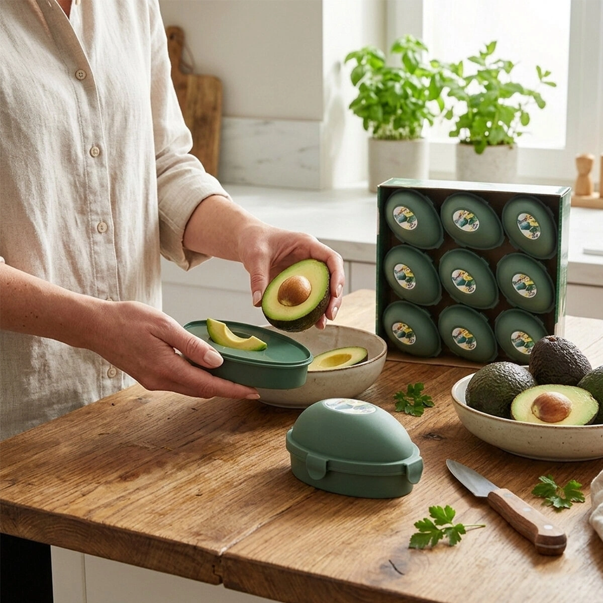 QLUX L-00983 ( AVOKADO ) SAKLAMA KABI ( 3 NOKTADAN KİLİTLİ & RENKLİ PLASTİK KAP )*27=K