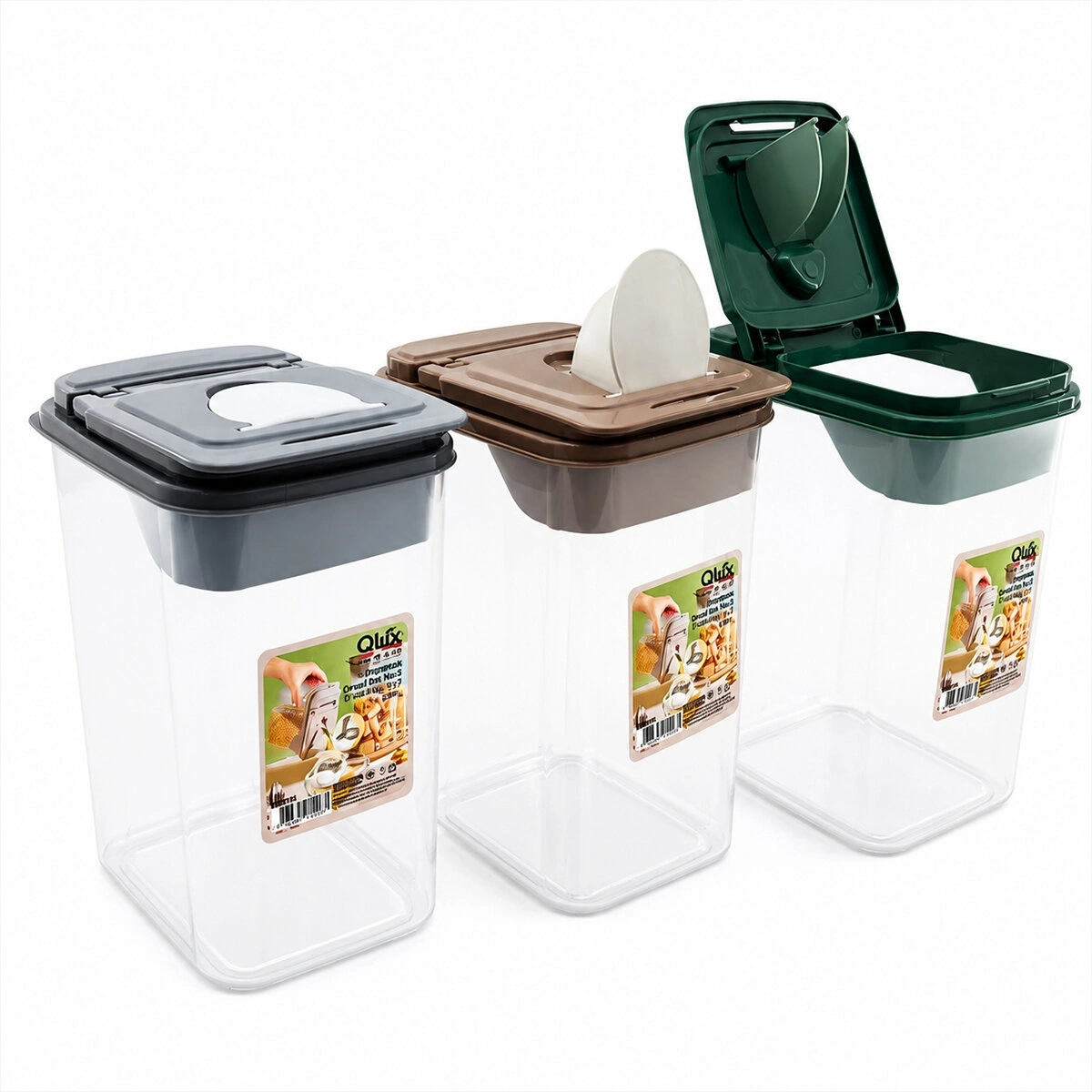 QLUX L-00993 ( NO 3 ) ( RENKLİ ) FRESHMAX ERZAK KABI ( ŞEFFAF PLS.KAP ) ( 2800ML )*18=K