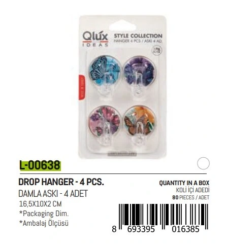 QLUX L-00638 4PCS DAMLA KÜÇÜK YAPIŞKAN ASKI*80