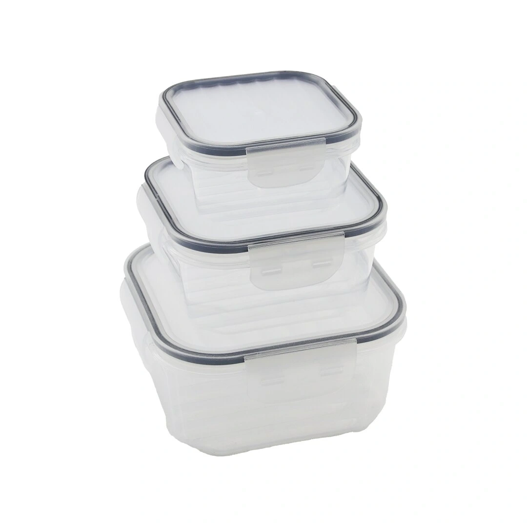 QUİCK QLUX L-00860-2 (3PCS= 400-800-1400ML) SIZDIRMAZ SAKLAMA KABI SET (ŞEFFAF PLS.KAP) (KİLİTLİ & CONTALI & BUĞULU PLS.KAPAK)*18=K