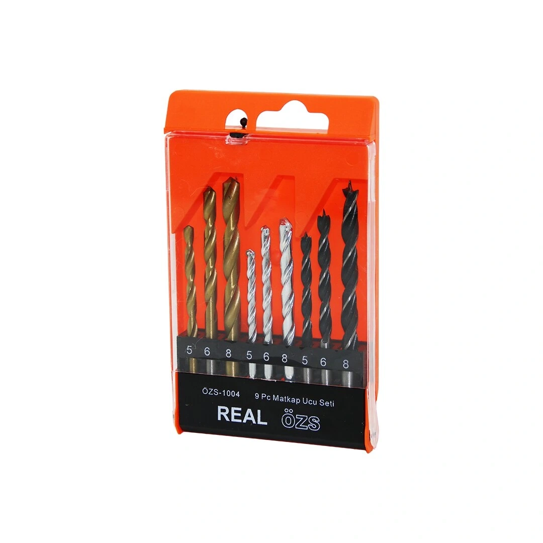 REAL ÖZS-9007 ( 9PCS ) MATKAP UCU SETİ ( BETON &  METAL & AHŞAP & 5-6-8MM )*100