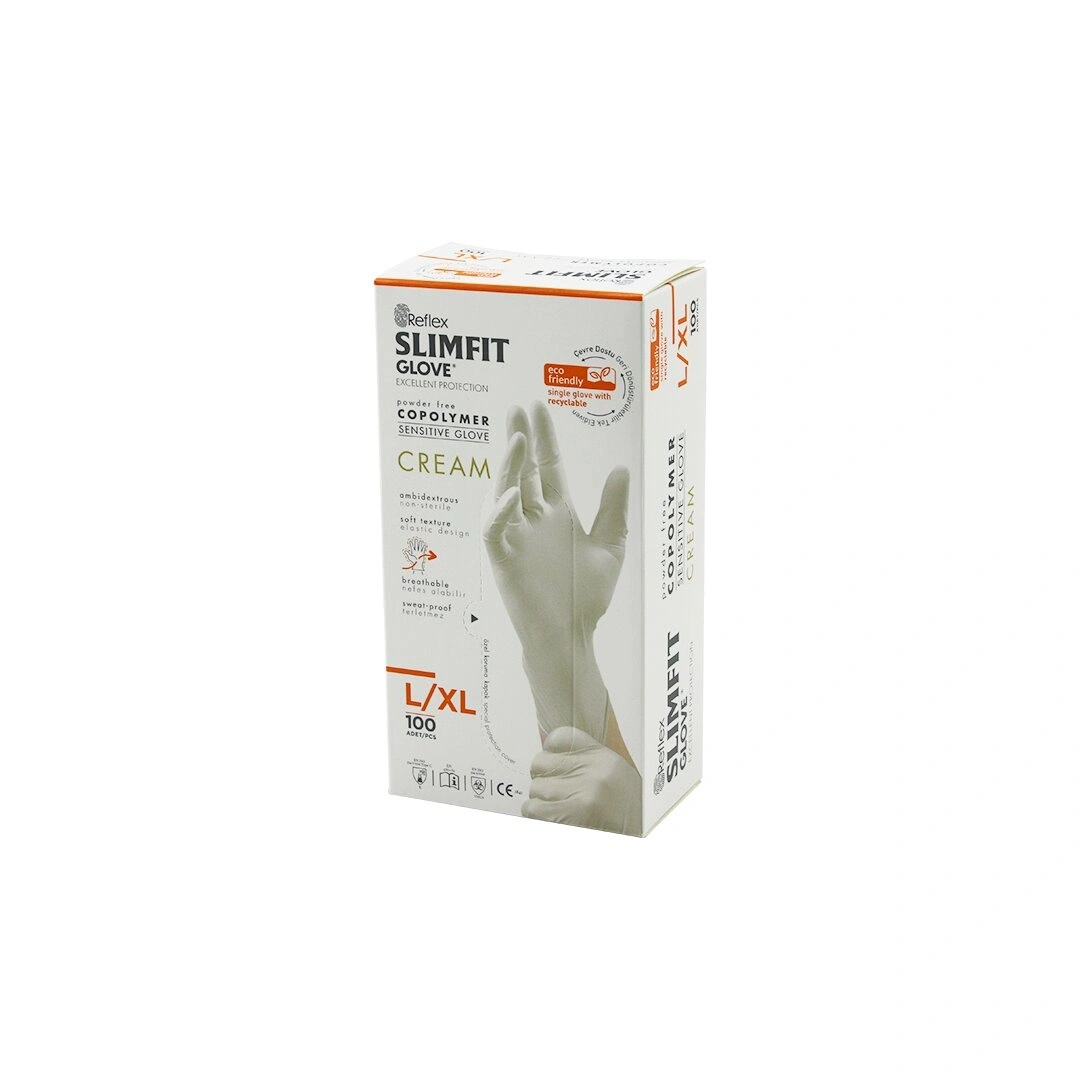 REFLEX SLİMFİT GLOVE KOD-028 ( L-XL ) ( KREM ) ( PUDRASIZ ) MUAYENE ELDİVEN 100LÜ*1X20