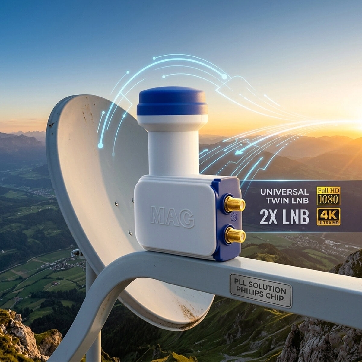 ROSE - RG-200 RH 200 ( 2Lİ ) UYDU ( LNB ) UNIVERSAL TWIN ( FULL HD & 3D & 0.1dB )*100