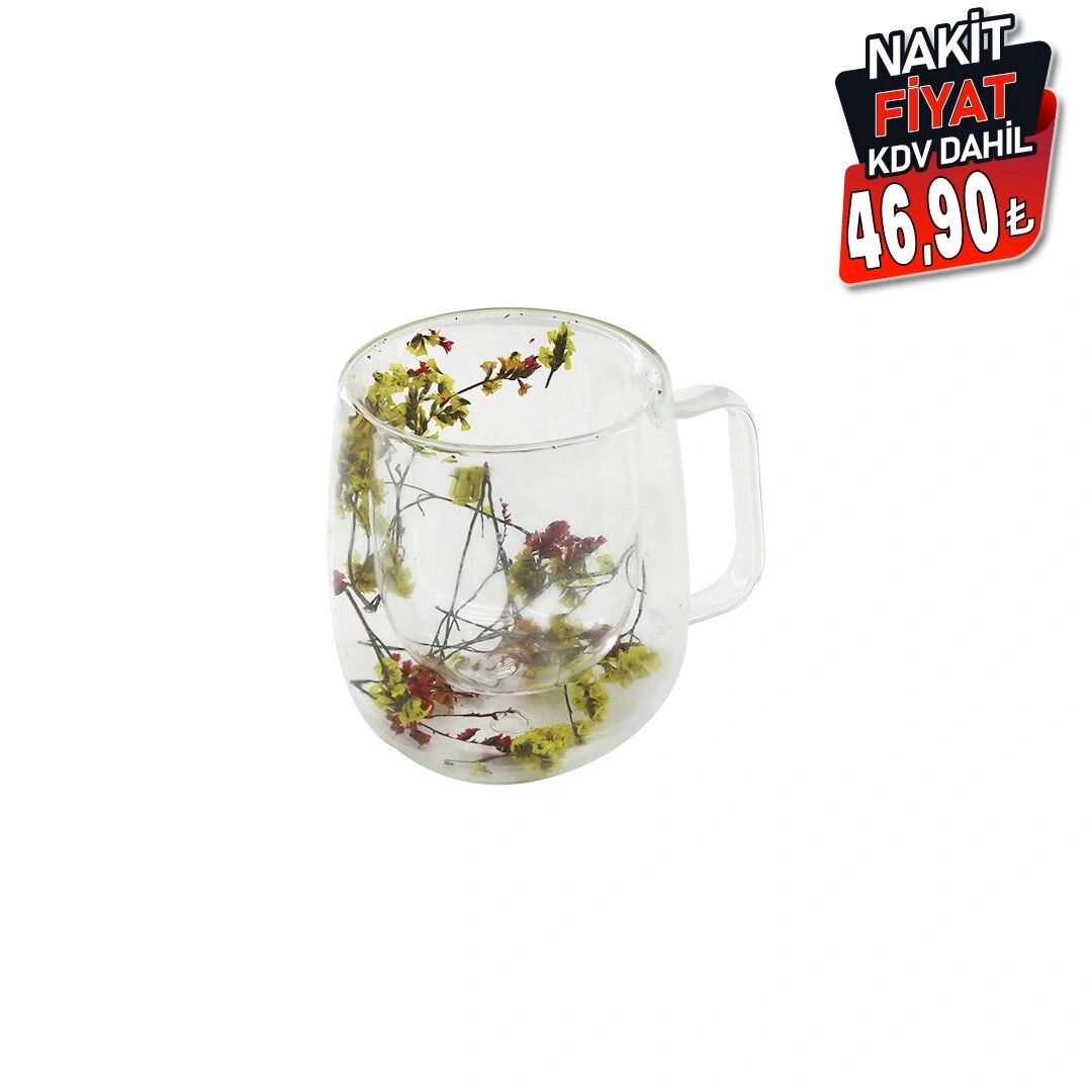 SDR-A3 ( 350ML & KULPLU ) ( ÇİFT CİDARLI & ÇİÇEKLİ ) CAM BARDAK*100=K                     qwe07