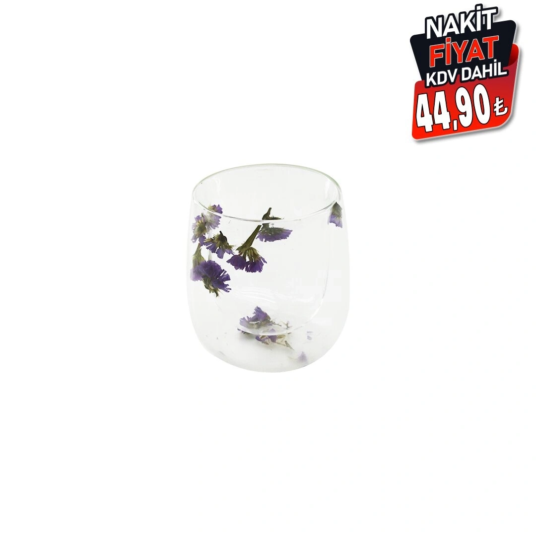 SDR-B5 ( 250ML & KULPSUZ ) ( ÇİFT CİDARLI & ÇİÇEKLİ ) CAM BARDAK*100=K                     qwe07