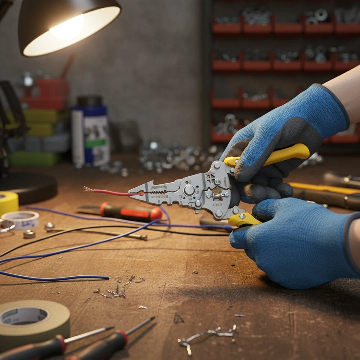 SGS-2074 ( 3İN1 ) ÇOK AMAÇLI ELEKTRİKÇİ PENSE ( KESME - SIYIRMA - KIVIRMA ) 213MM*100