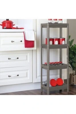 SHELF UNİT MAGGİE OM-1016-0763 ( 4 ( ÇUKUR ) RAFLI & GRİ & ANTRASİT ) ( DİKDÖRTGEN ) RAF ÜNİTESİ PLASTİK*6