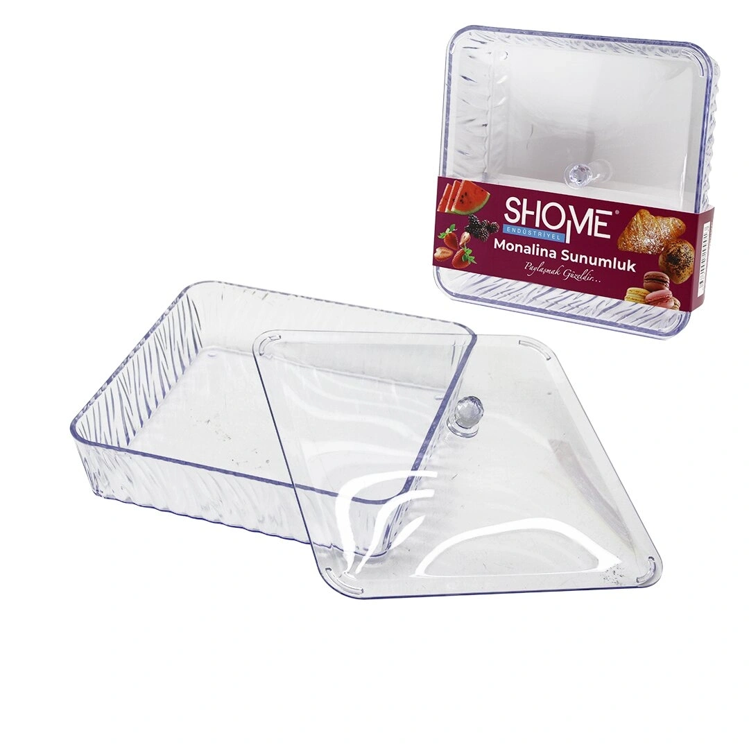 SHOME ( ŞEFFAF ) ( KARE & OVAL KENAR) KAPAKLI MONALİNA SUNUMLUK*24=K
