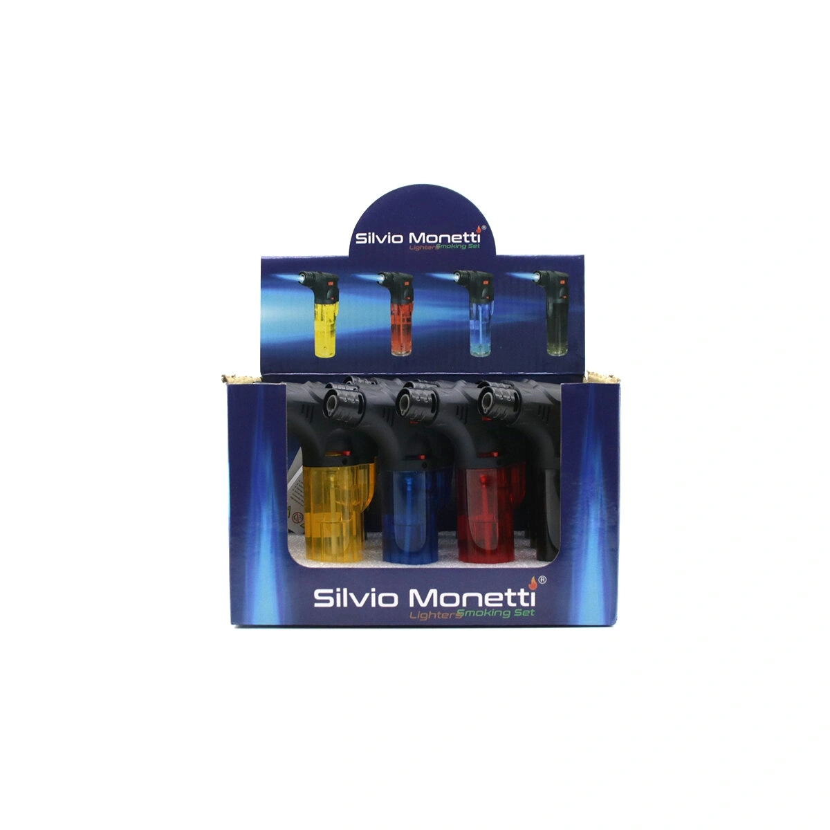 SİLVİO MONETTİ SM-908P ( PÜRMÜZ & TORCH ) ( NARGİLE & KAMP ) ÇAKMAK ( DOLDURULABİLİR ) ( AYAKDA DURABİLİR )*12X12