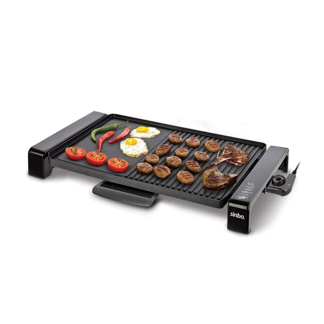 SİNBO SBG-7108  ELEKTRİKLİ IZGARA & TAVA (KOKUSUZ )(5 KADEMELİ TERMOSTAT)( YAPIŞMAZ )( 48X32CM PİŞİRME ALAN)(2200W)*2