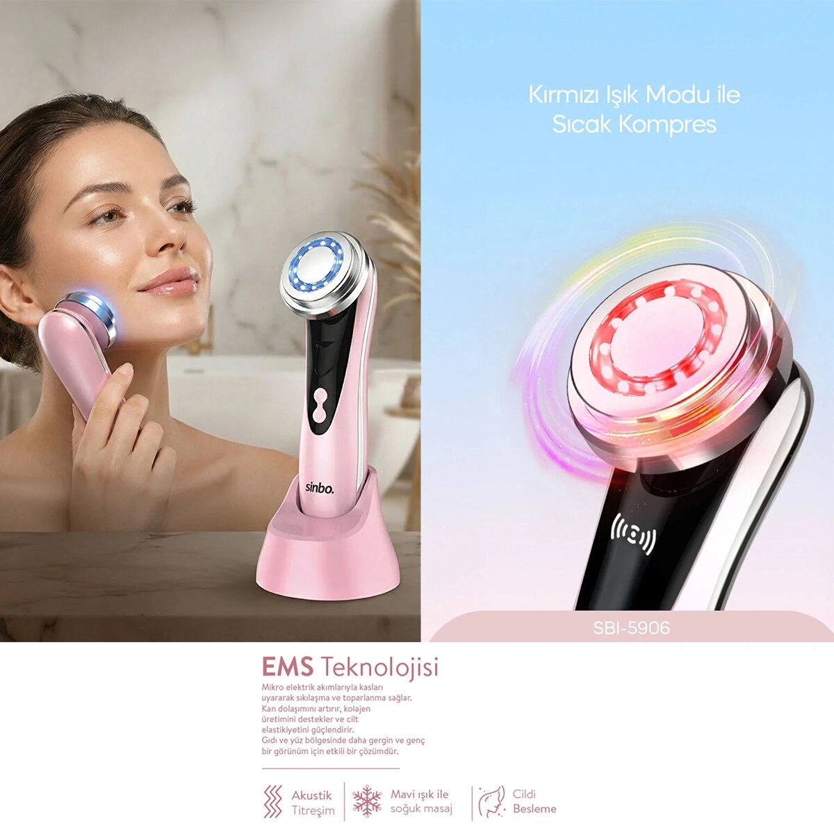 SİNBO SBI-5906 RADYO FREKANSLI ( YÜZ & BOYUN ) KIRIŞIKLIK GİDERİCİ*32