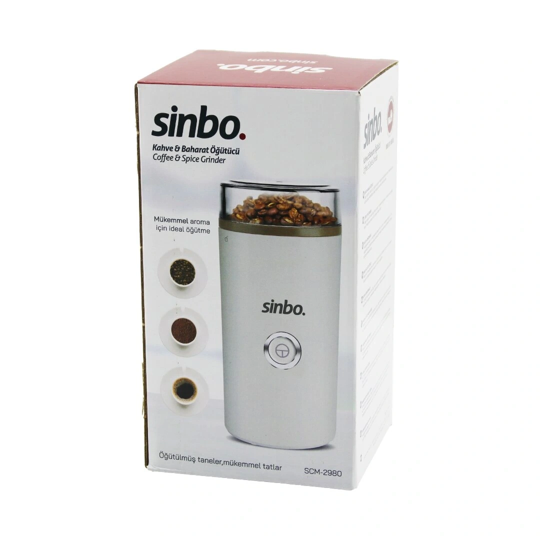 SİNBO SCM-2980 KAHVE & BAHARAT ÖĞÜTÜCÜ MAKİNE ( 2 BIÇAKLI ÇELİK ÖĞÜTME HAZNESİ ) (70GR ÖĞÜTME) (AC MOTOR=180W)*6