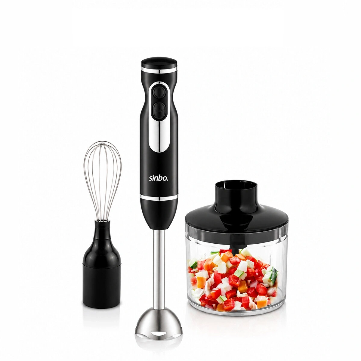 SİNBO SHB-7529 ( 2HIZ AYAR & PASLANMAZ ÇELİK BIÇAK ) EL MULTİ BLENDER SETİ ( 700ML HAZNELİ )*4