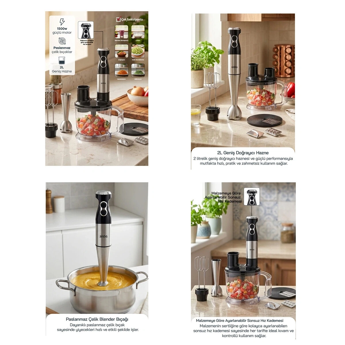 SİNBO SHB-7532 MULTİ BLENDER SETİ ( 2LT HAZNELİ )*4