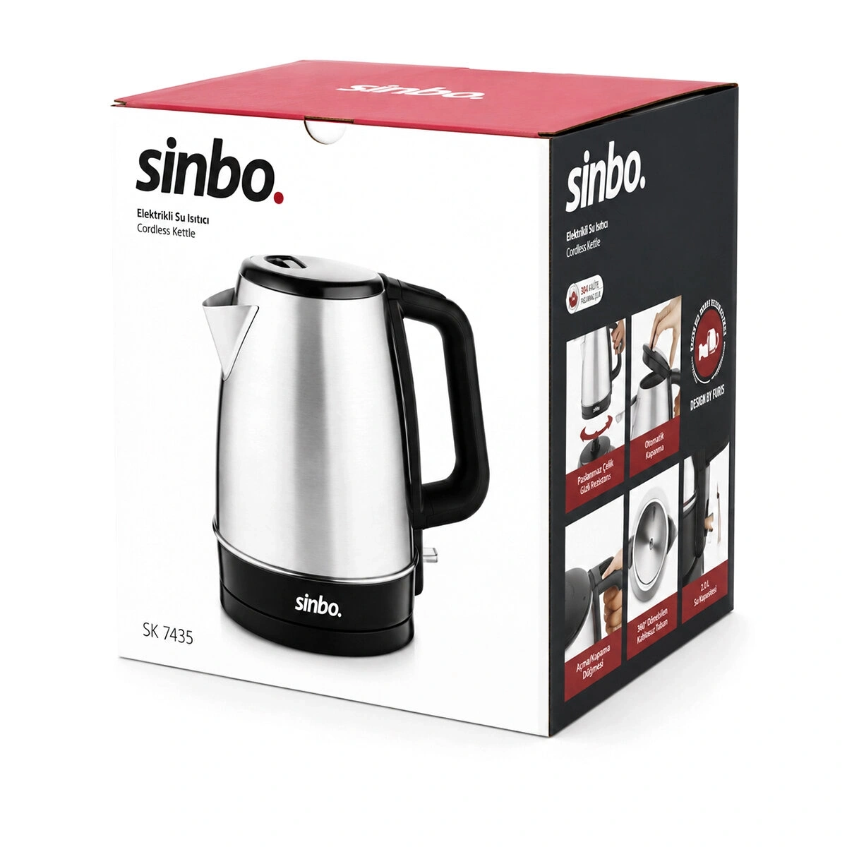 SİNBO SK-7353 ( PASLANMAZ ) KABLOSUZ SU ISITICI ÇELİK KETTLE ( 1.7LT )*8