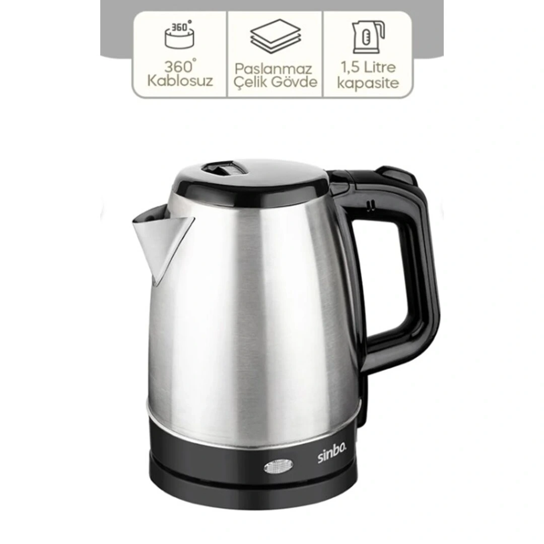 SİNBO SK-8015 ( ÇELİK ) KETTLE 1.7LT ( GİZLİ REZİSTANS & KABLOSUZ )*8
