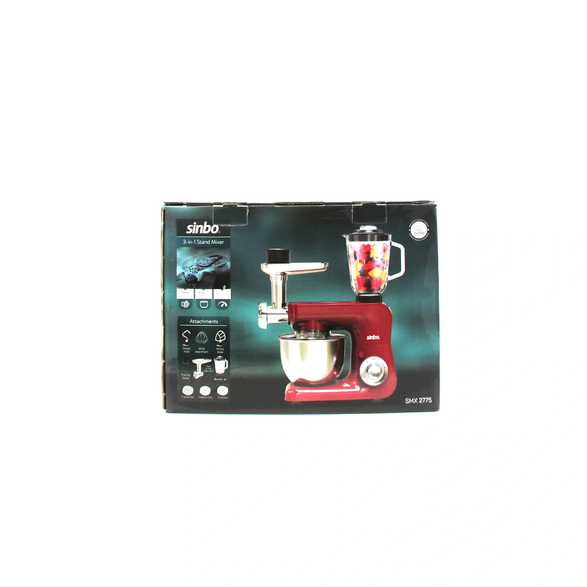 SİNBO SMX-2775 ( KIRMIZI ) STANDLI MİKSER & BLENDER SETİ (3IN1)(KIYMA MAK. APARATI)(5 KADEM. HIZ AYAR )(4.5LT HAZNE & 1.5LT BLENDER)(1500W)*1
