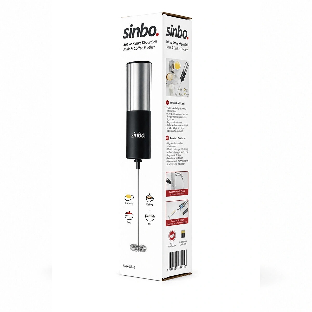 SİNBO STO-6727 ( PİLLİ ) SÜT KÖPÜRTÜCÜ & KARIŞTIRICI MİNİ MİKSER ( SÜT & KAHVE & SOS & YUMURTA)*24