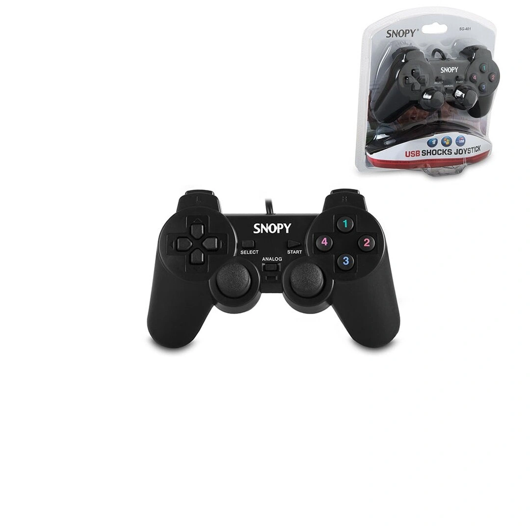 SNOPY SG-401 PS3 SİYAH OYUN KOLU ANALOG ( TİTREŞİMLİ ) ( USB KABLO ) ( 15 TUŞ & 2 ANALOG & 8 YÖN TETİKLEYİCİ ) ( 1.8MT KABLO )*50