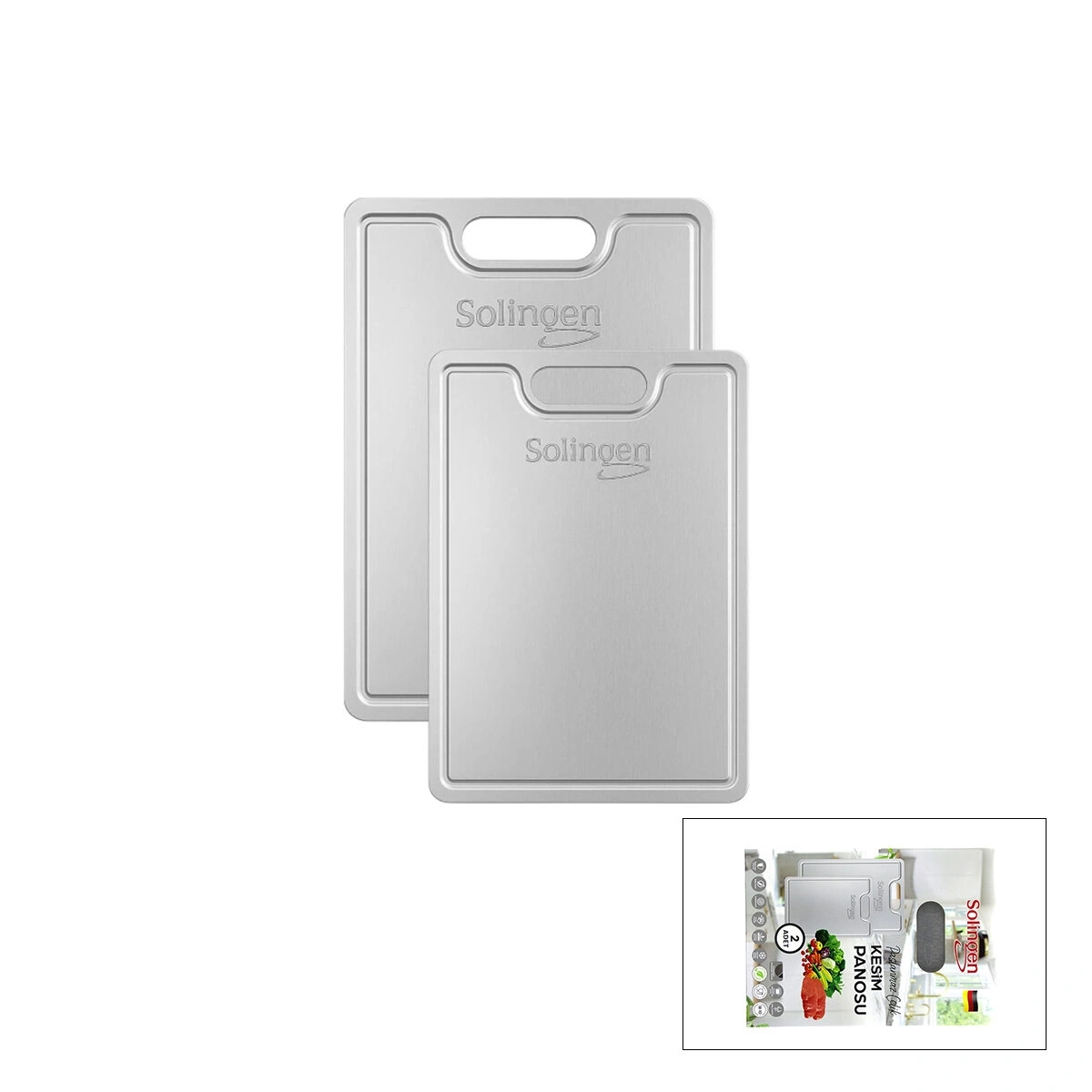 SOLİNGEN ( 2PCS ) LUX METAL KESİM PANOSU ( 230X340MM & 200X300MM & 1MM ) ( PASLANMAZ ÇELİK )*12=K