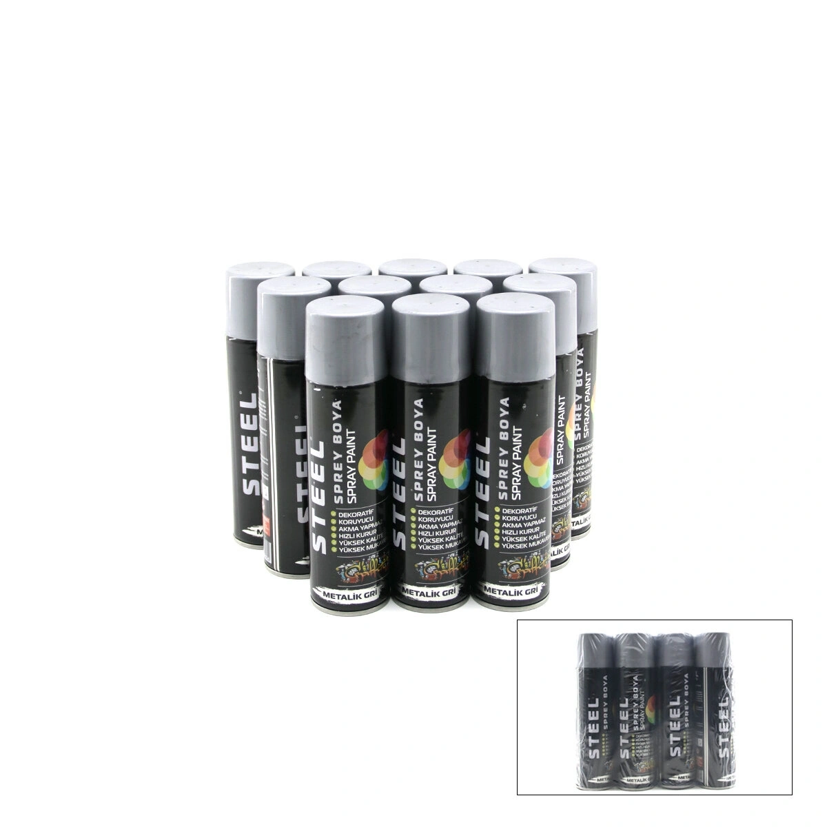 STEEL CK-4879 ( SİYAH ) SPREY BOYA 200ML*12X8