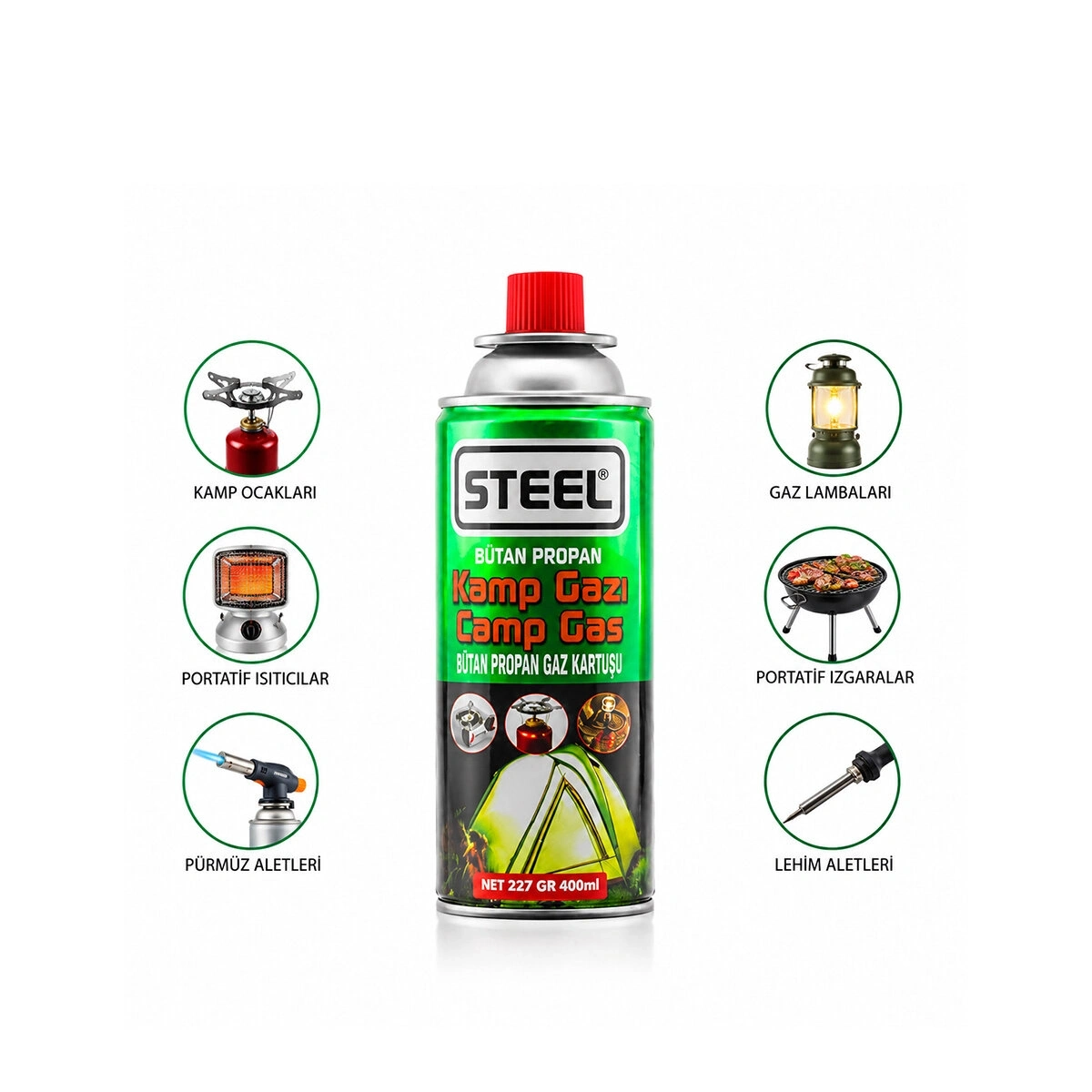 STEEL CK-7153 ( PİKNİK & KAMP ) BÜTAN GAZI ( 220GR & 400ML )*48