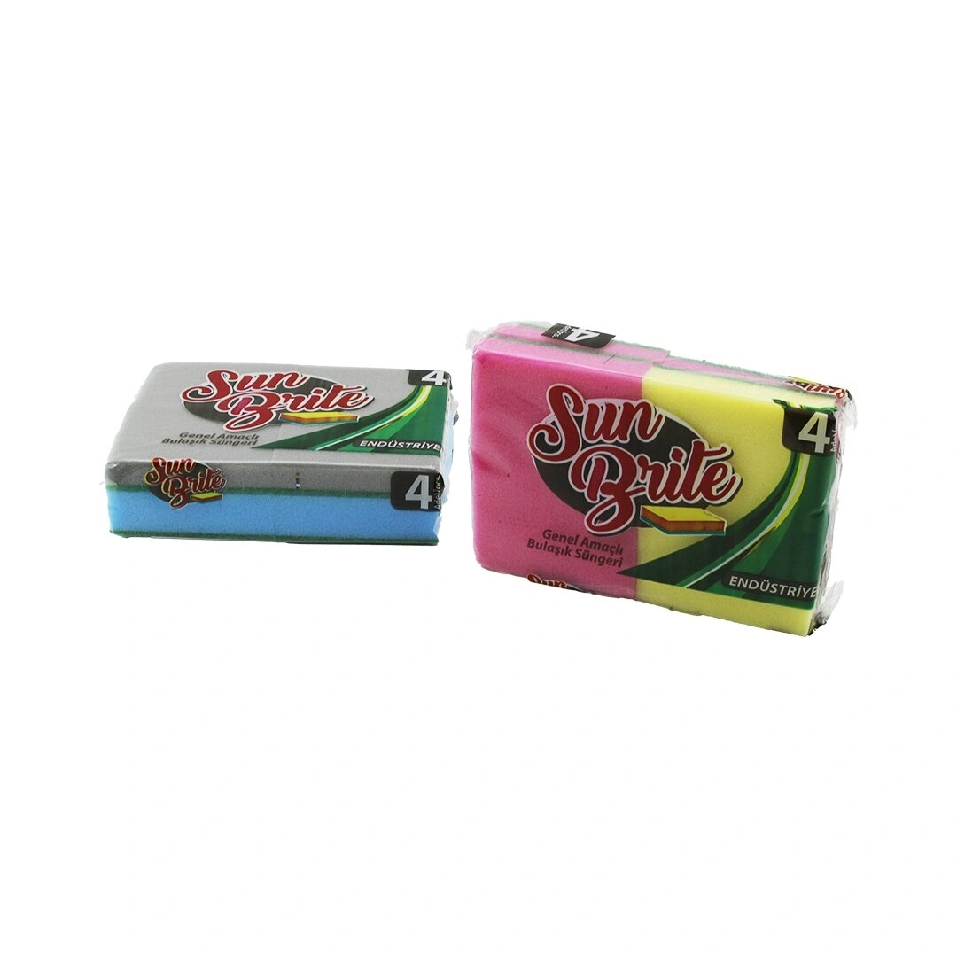 SUN BRİTE-005 ( 4PCS ) ( ENDÜSTRİYEL ) RENKLİ BULAŞIK SÜNGERİ ( GENEL AMAÇLI KULLANIM )*60=K