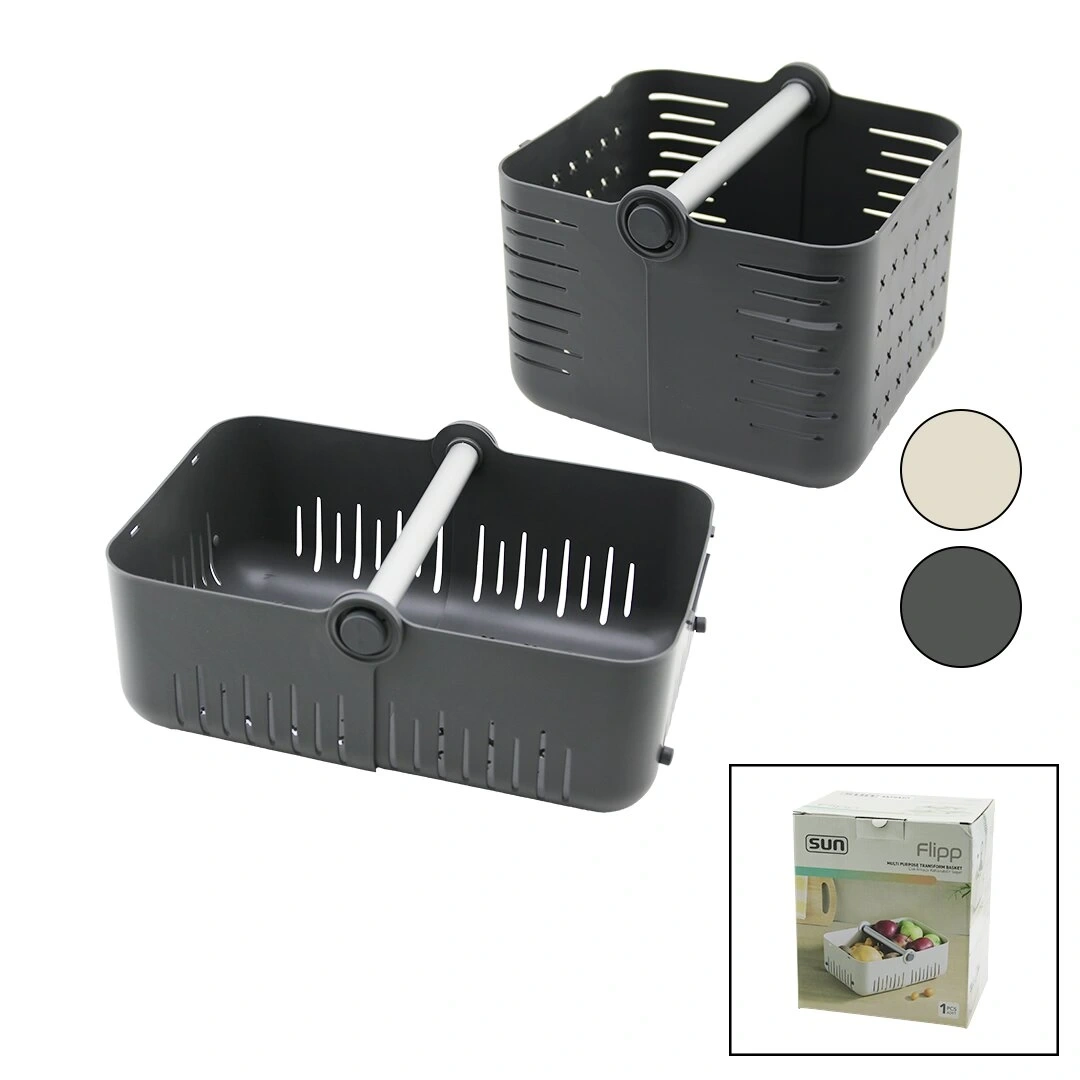SUN FLİPP SD-7400 (2İN1 KULLANIM=YATAY & DİKEY) ÇOK AMAÇLI KATLANIR PLS.SEPET (METAL TAŞIMA KULP) (22X16.5CM & 12X31CM)*12=K