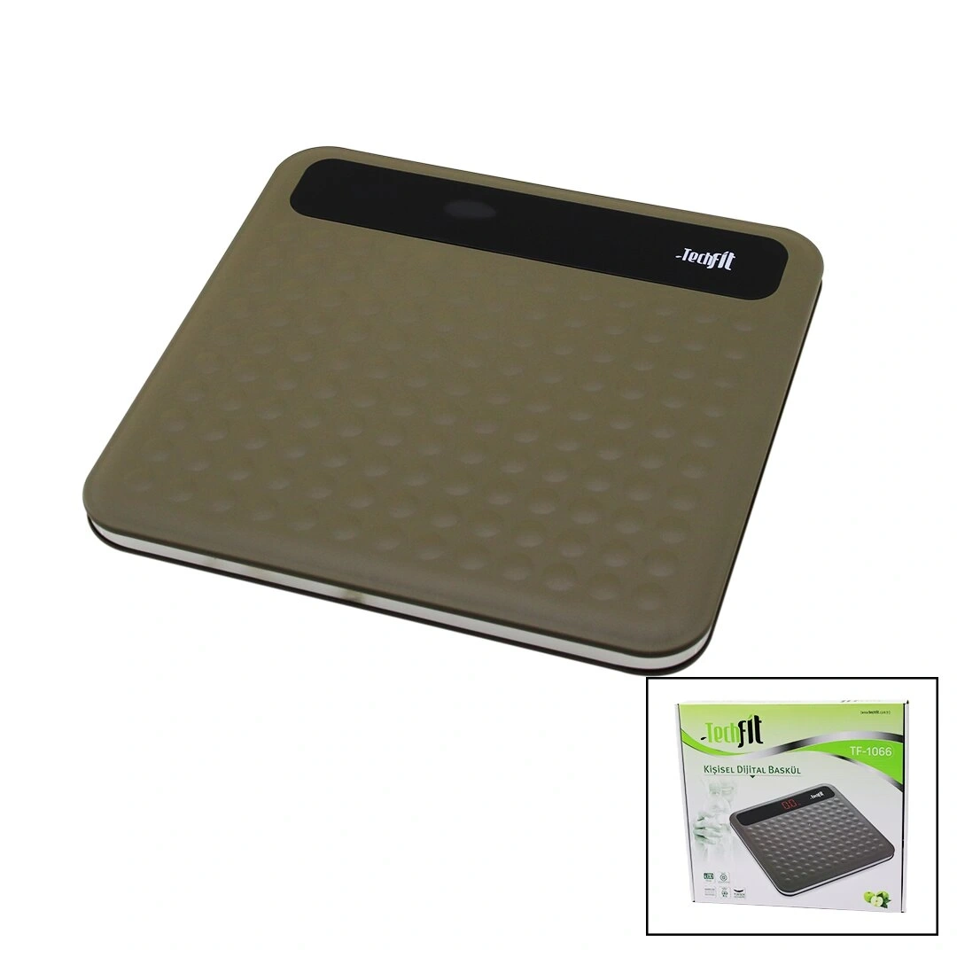 TECHFİT TF-1066 ( FİJİTAL DİZAYN & NOKTALI ZEMİN ) DİJİTAL BASKÜL TERAZİ TARTI (180KG/100GR) (LCD EKRAN & SENSÖR )*5