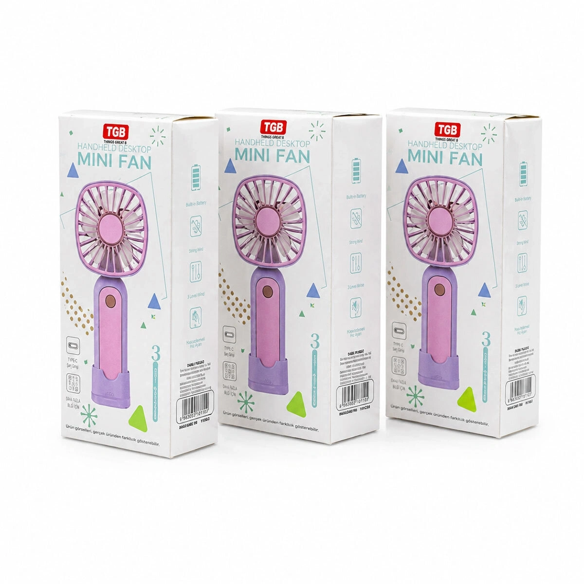 TGB-6680 MİNİ EL FANI ( USB TO TYPC-E ŞARJLI ) ( 3 KADEME HIZ AYAR) ( M.ÜSTÜ AYAKLI ) VANTİLATÖR RENKLİ*144                                                           QQQ427