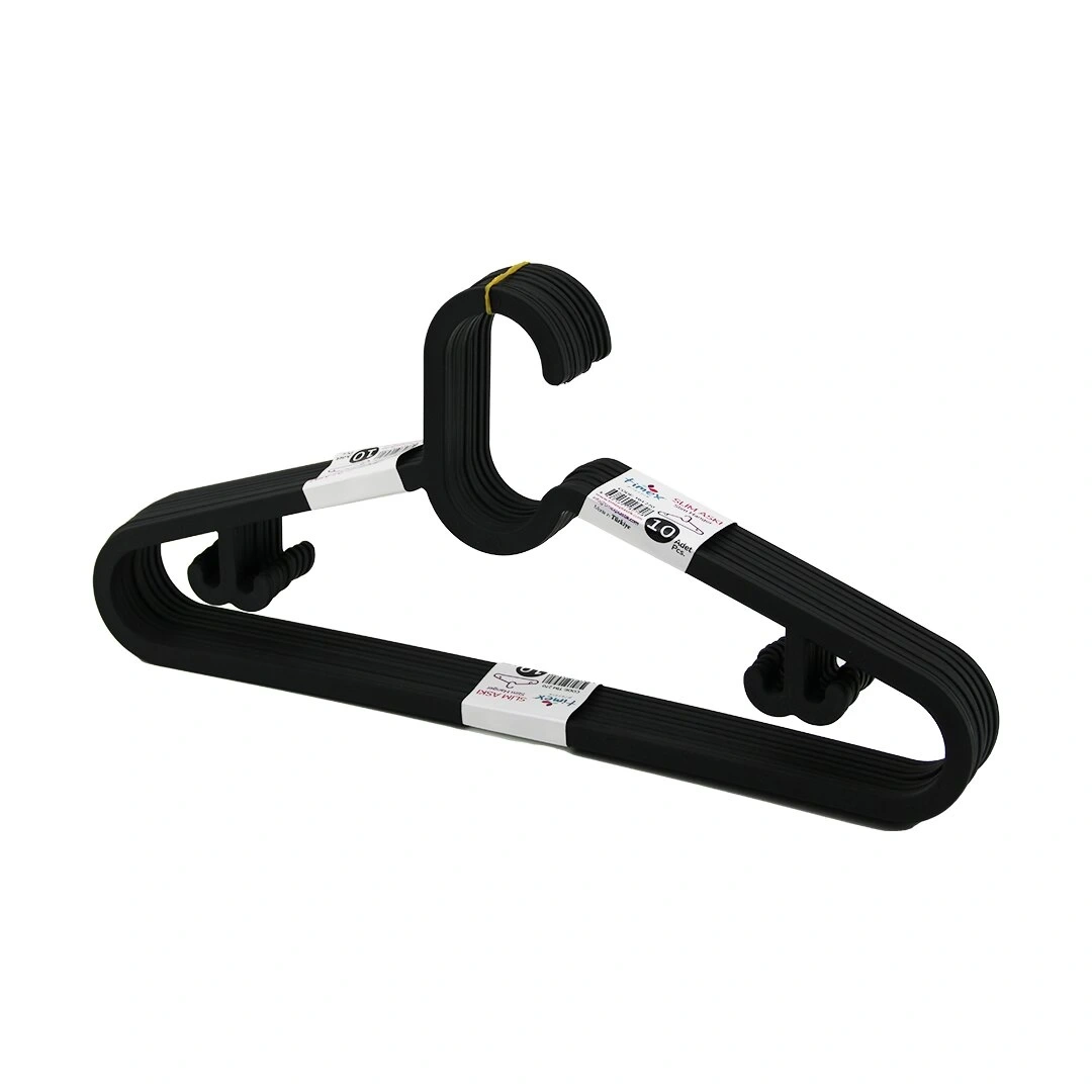 PİHOME Pİ-528 ( 10PCS ) ( SİYAH ) ( 2A SLİM ) ( PLASTİK ) ELBİSE ASKISI*36