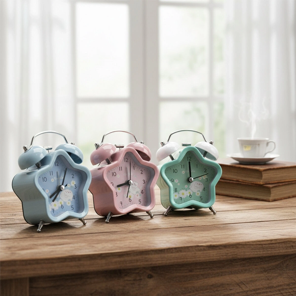 TWIN BELL ALARM CLOCK BGC-18 YILDIZ MASA ÇALAR SAAT ( METAL KASA RENKLİ ) ( PİLLİ & IŞIKLI ) ( ÇAP: 8.8CM )*100