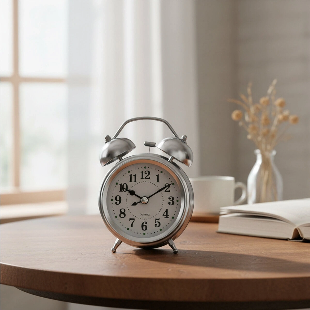 TWIN BELL ALARM CLOCK BGC-20 YUVARLAK MASA ÇALAR SAAT ( METAL KASA KROM ) ( PİLLİ & IŞIKLI ) ( ÇAP: 8.CM )*100