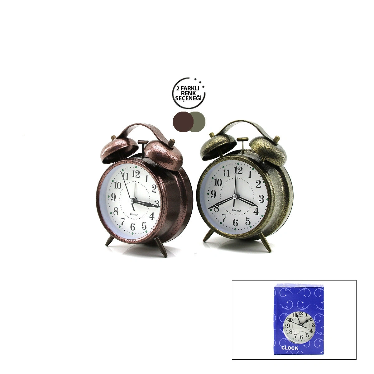 TWIN BELL ALARM CLOCK BGC-46 YUVARLAK MASA ÇALAR SAAT ( METAL KASA ESKİTME ) ( PİLLİ & IŞIKLI ) ( ÇAP: 10CM )*100