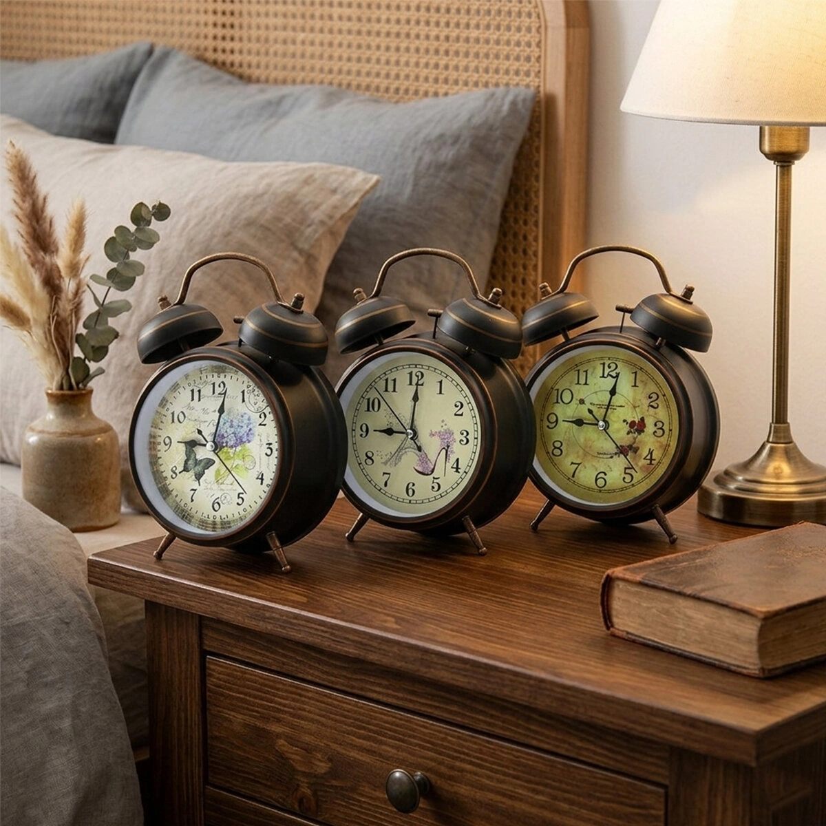 TWIN BELL ALARM CLOCK BGC-48 YUVARLAK MASA ÇALAR SAAT ( METAL KASA RENKLİ DESENLİ ) ( PİLLİ & IŞIKLI ) ( ÇAP: 13CM )*40