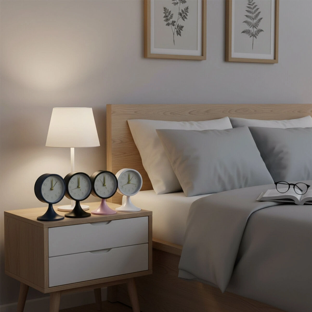 TWIN BELL ALARM CLOCK BGC-5 YUVARLAK MASA ÇALAR SAAT ( METAL KASA RENKLİ ) ( PİLLİ & AYAKLI ) ( ÇAP: 8.5CM )*80