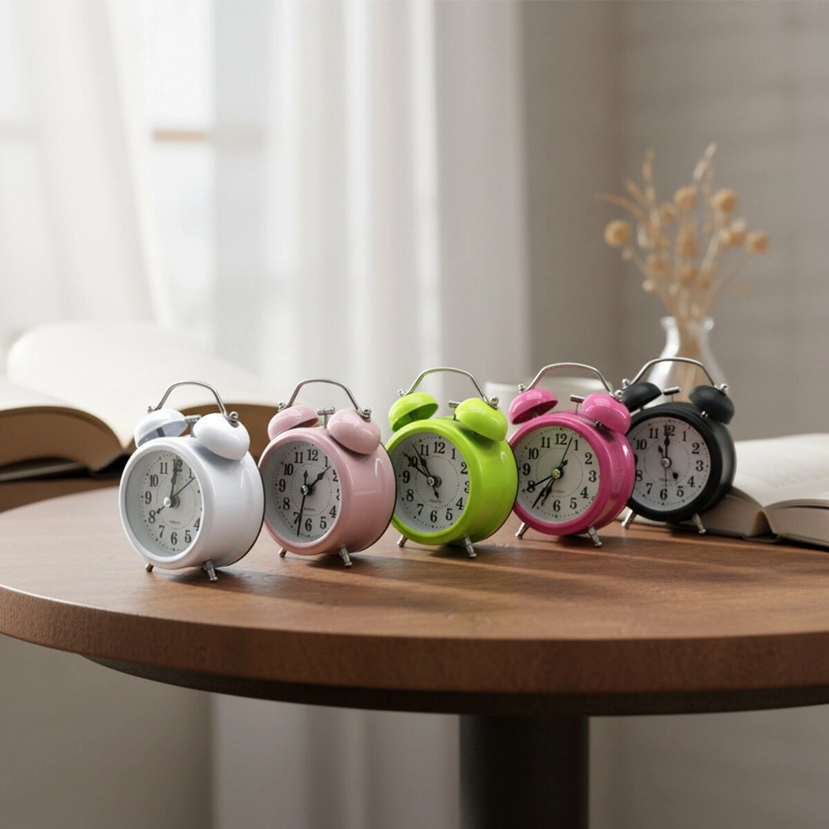 TWIN BELL BGC-9 YUVARLAK MASA ÇALAR SAAT ( METAL KASA RENKLİ ) ( PİLLİ & IŞIKLI ) ( ÇAP: 8CM )*100
