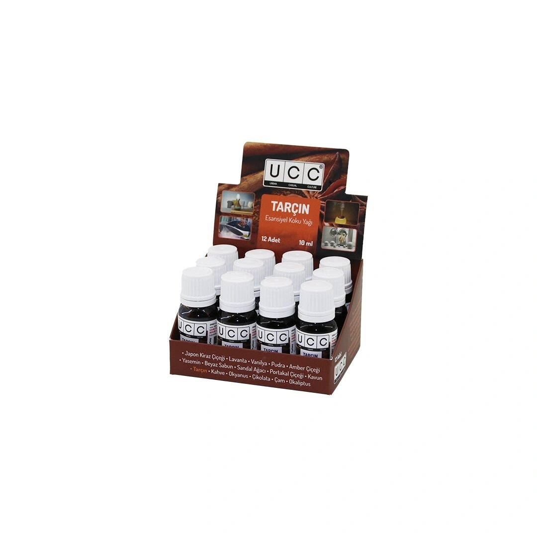 UCC ESANSİYEL KOKU YAĞI ( TARÇIN ) ( BUHARDANLIK & ÇAMAŞIR MAKİNE & ÜTÜ VB. KULLANIM ) ( 10ML )*12X42