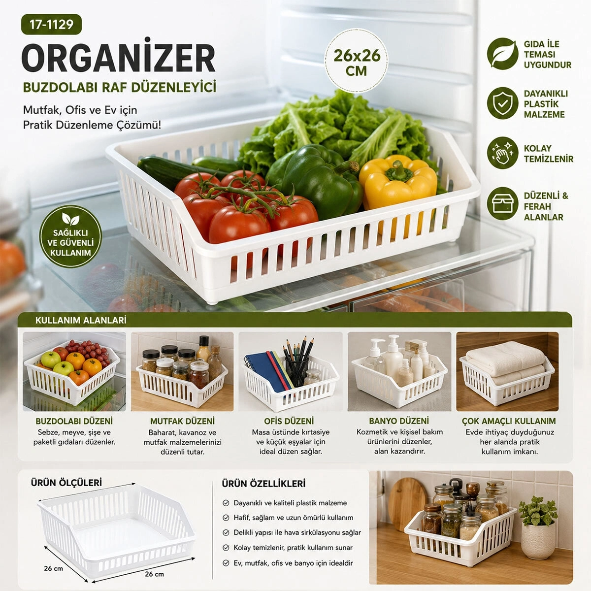URVE UR-3565 COMPILE & PLASTİK ÇOK AMAÇLI ORGANİZER ( 26X26CM )*36