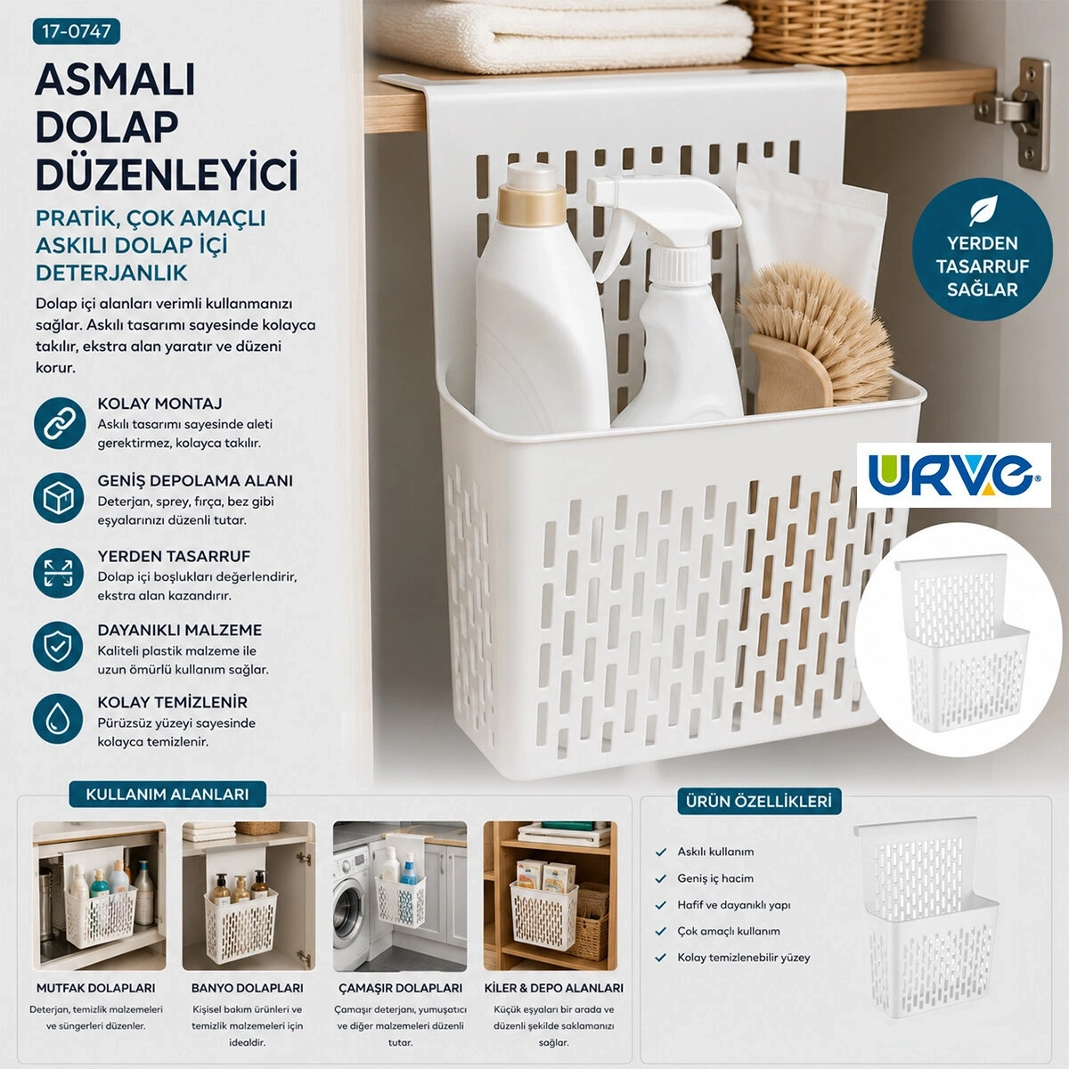 URVE UR-3585 ASMALI DOLAP DÜZENLEYİCİ ( 255X110X325MM )*48=K