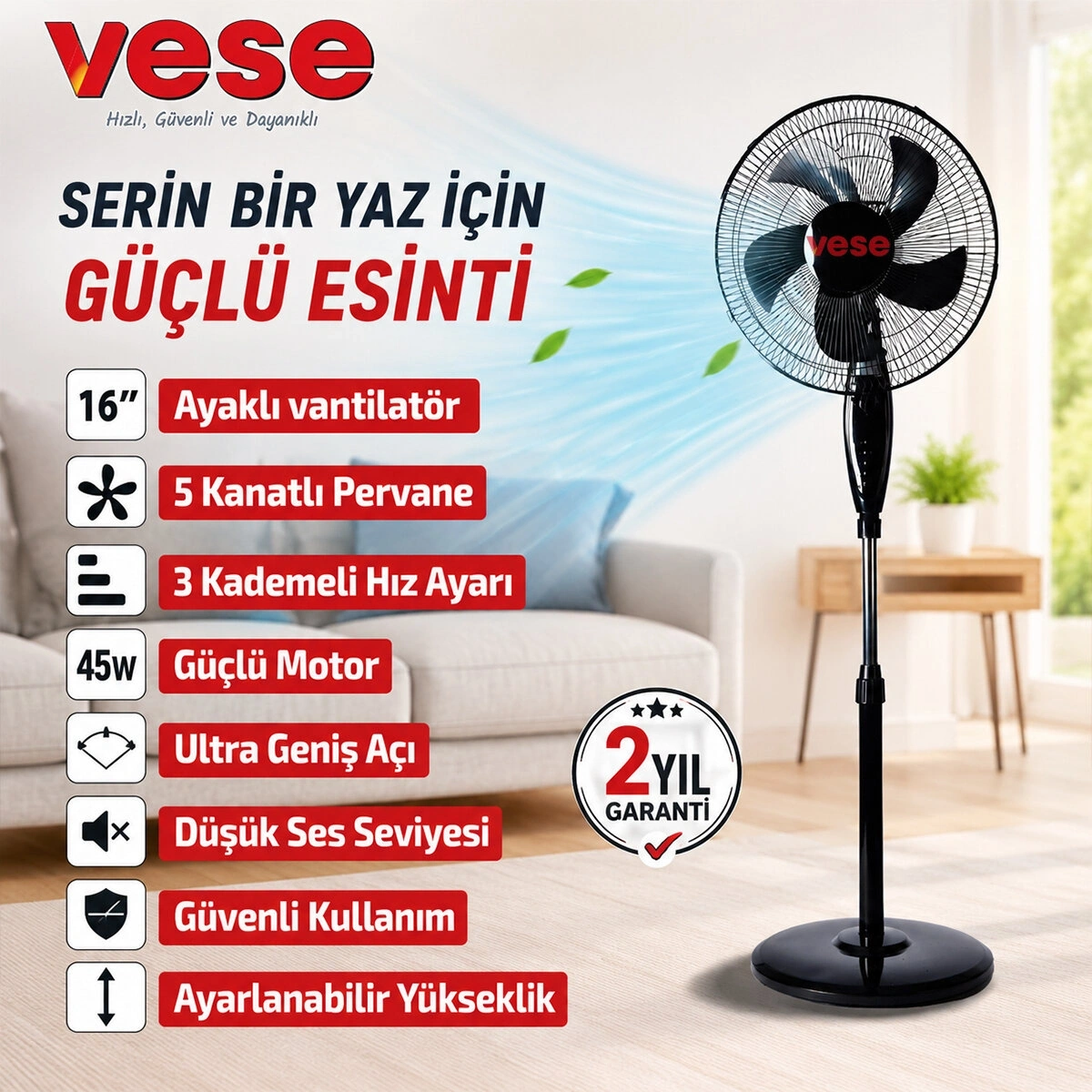 VESE VNT-004 16 İNÇ VANTİLATÖR*1