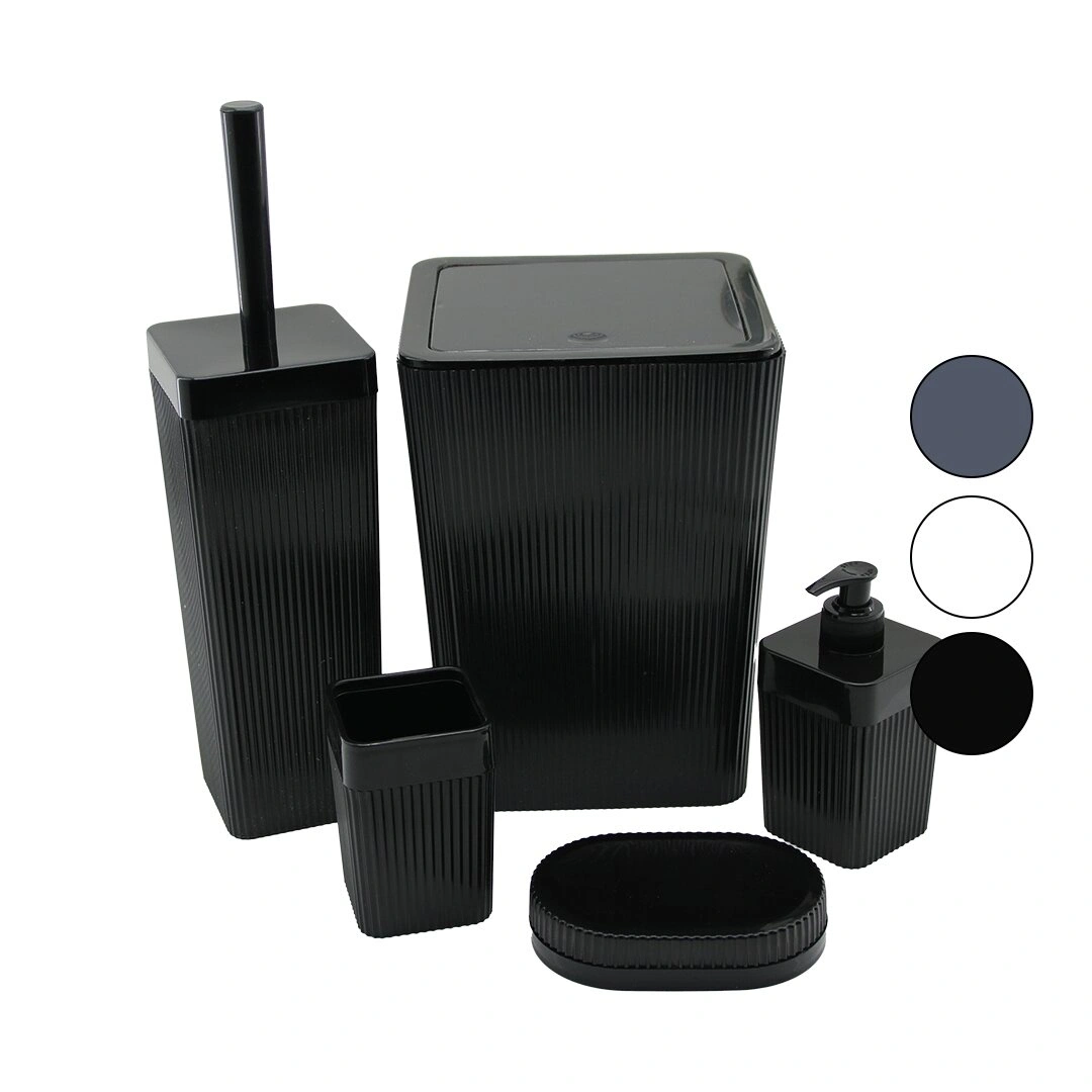VİALEX COLUMB DVM PLS.ELEGANCE ( 5PCS ) BANYO SETİ ( ÇÖP KOVA & WC FIRÇA & 2PCS SABUNLUK & D.FIRÇALIK ) MİX KOLİ*6=K