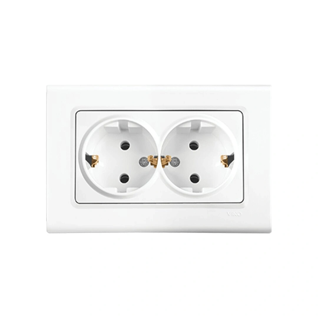 VİKO ( 9140 0056 ) LİNNERA S  2Lİ TOPRAKLI PRİZ ( BEYAZ ) ( ÇERÇEVELİ )*10X6