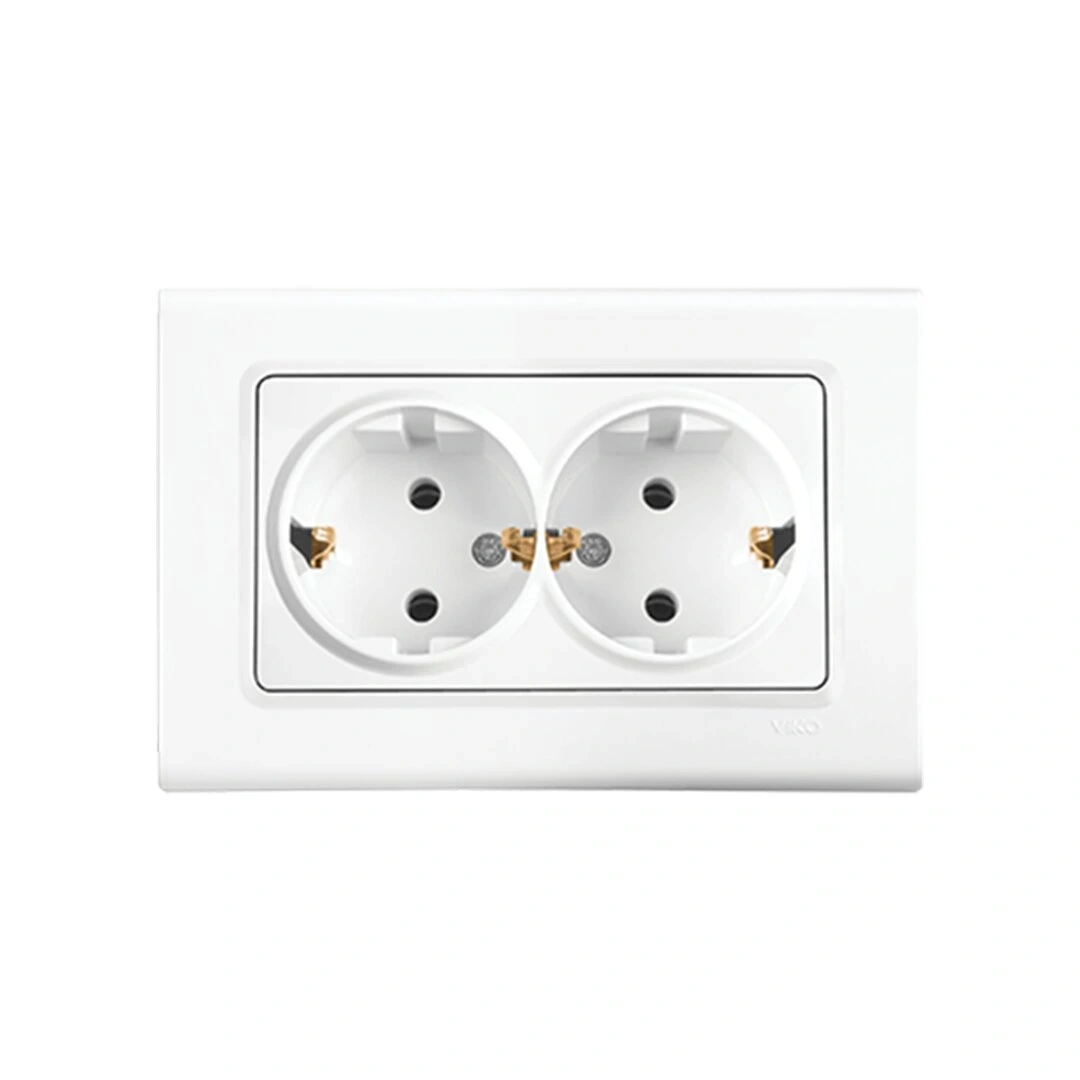 VİKO-91400056 LİNNERA S  2Lİ TOPRAKLI PRİZ ( BEYAZ ) ( ÇERÇEVELİ )*10X6