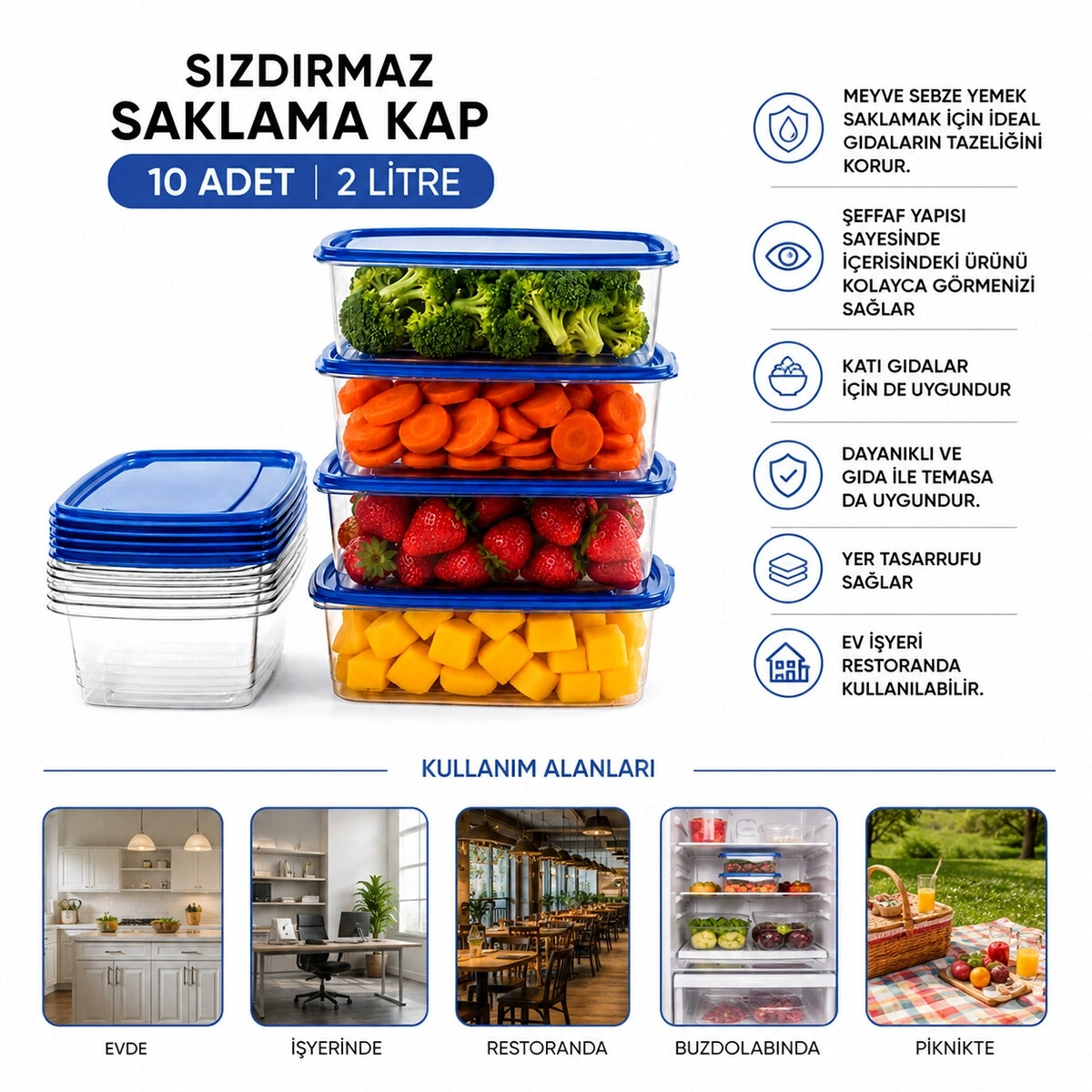WENKEN UR-3679 ( 10PCS ) SIZDIRMAZ SAKLAMA KAP ( 2LT )*16=K