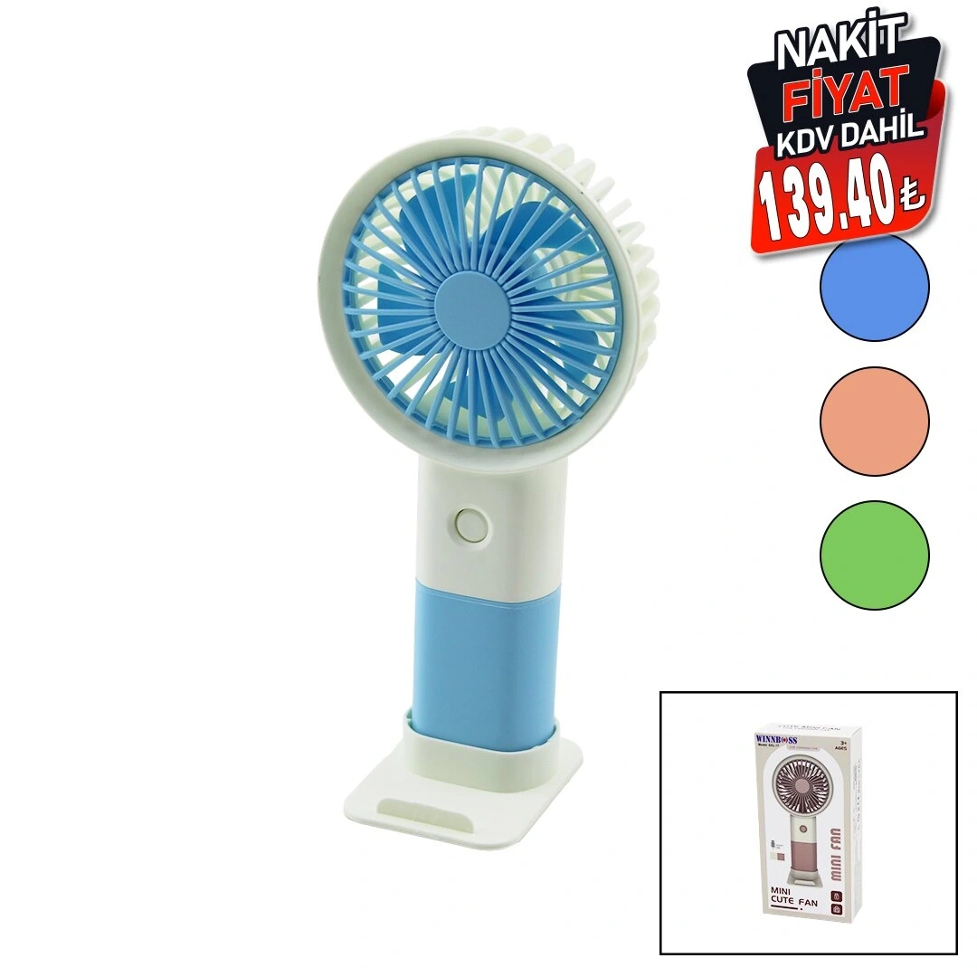 WINNBOSS EKL-17 B399-11 (USB ŞARJ) MİNİ EL FANI (ÇAP:8.1CM & Y:17CM) (SABİT BAŞLIK) (3KADEME HIZ) (TELEFONLUKLU AYAK)*144
