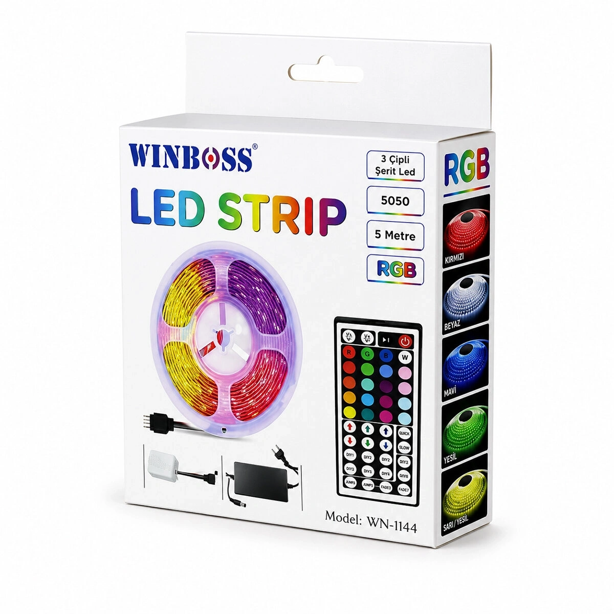 WINNBOSS STRIP LIGHT WN-1144 ( 3ÇİP & 5MT ) RGB ( KUMANDALI ) ŞERİT LED ( 5050 SMD TYPE & 54 LED s/m )*60