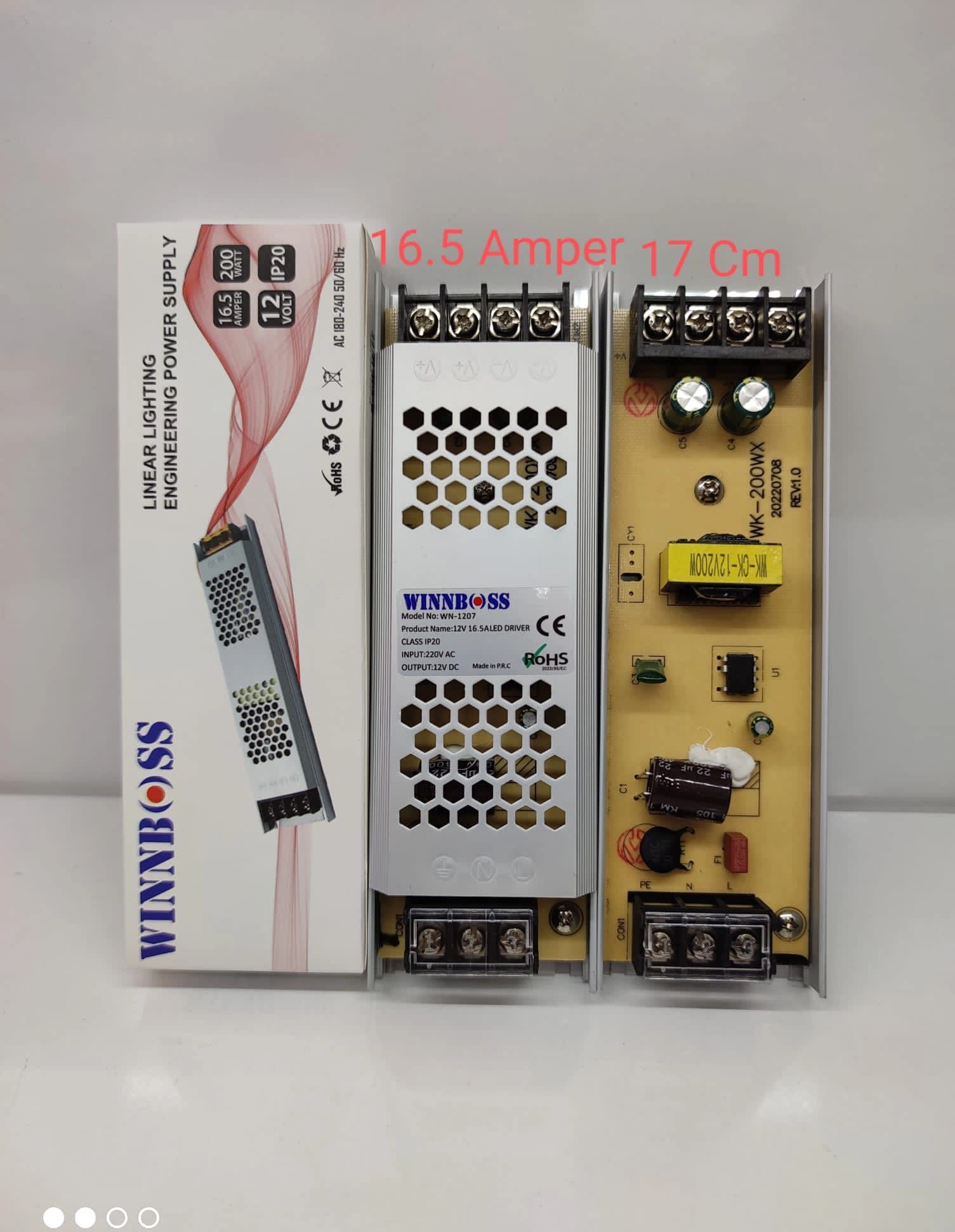 WINNBOSS WN-1207 ( 12V-16.5A-200W-IP20 ) ULTRA SLİM TRAFO*150