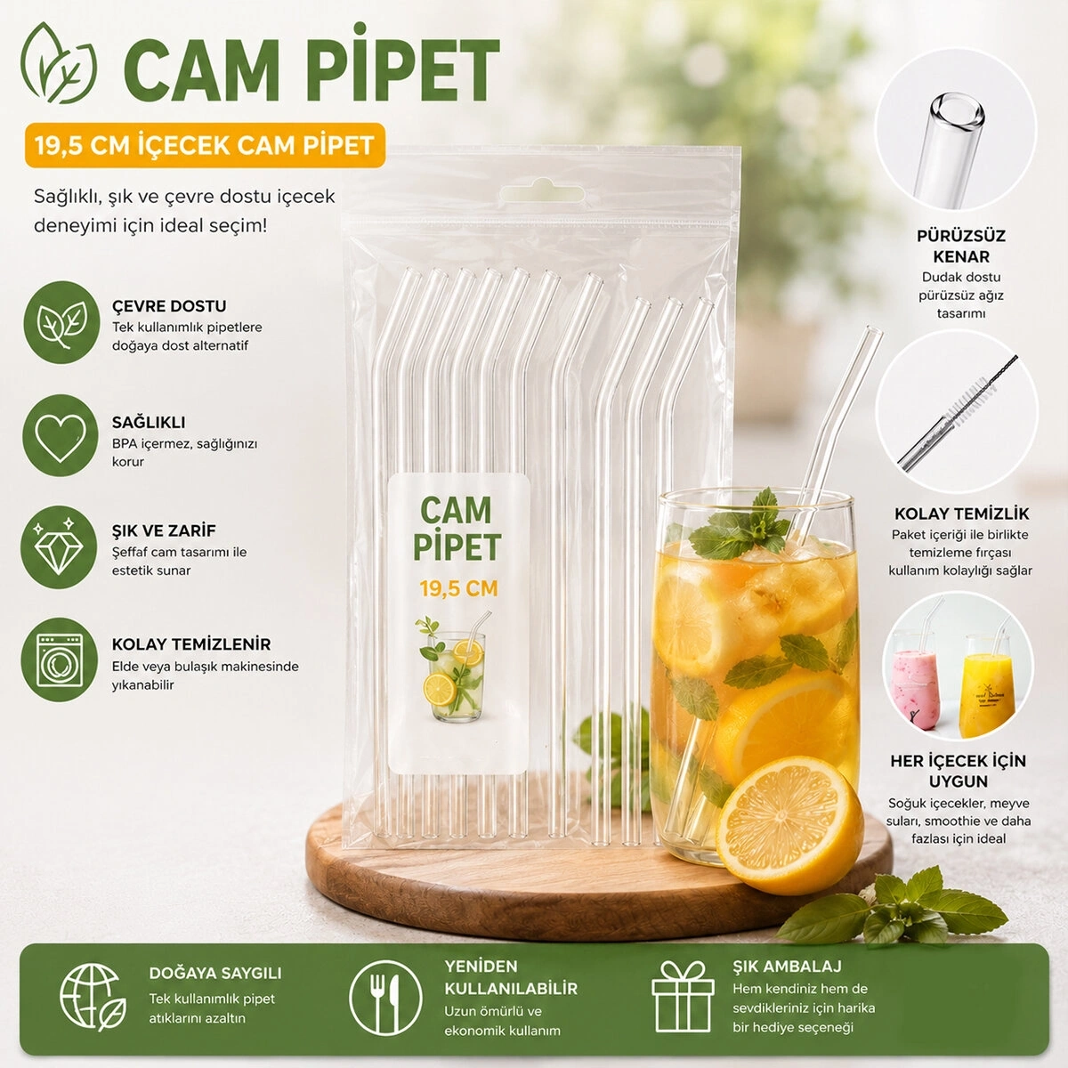 YAKUT-12964 ( CAM ) PİPET ( 19.5CM ) ( POŞETLİ AMBALAJ )*25X48