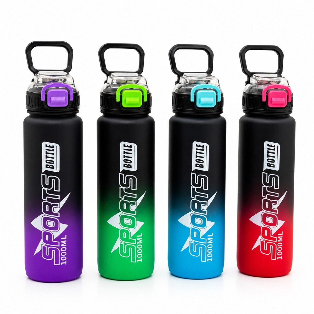 YAKUT-14060 ( ÇİFT RENKLİ & TUTMALI ) ( PLASTİK & PİPETLİ ) SPOR MATARA ( SULUK ) ( 1000ML )*80